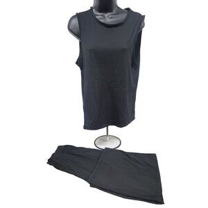 Womens Black Sleeveless Top & Pants Set M 95% Polyester 5% Elastane